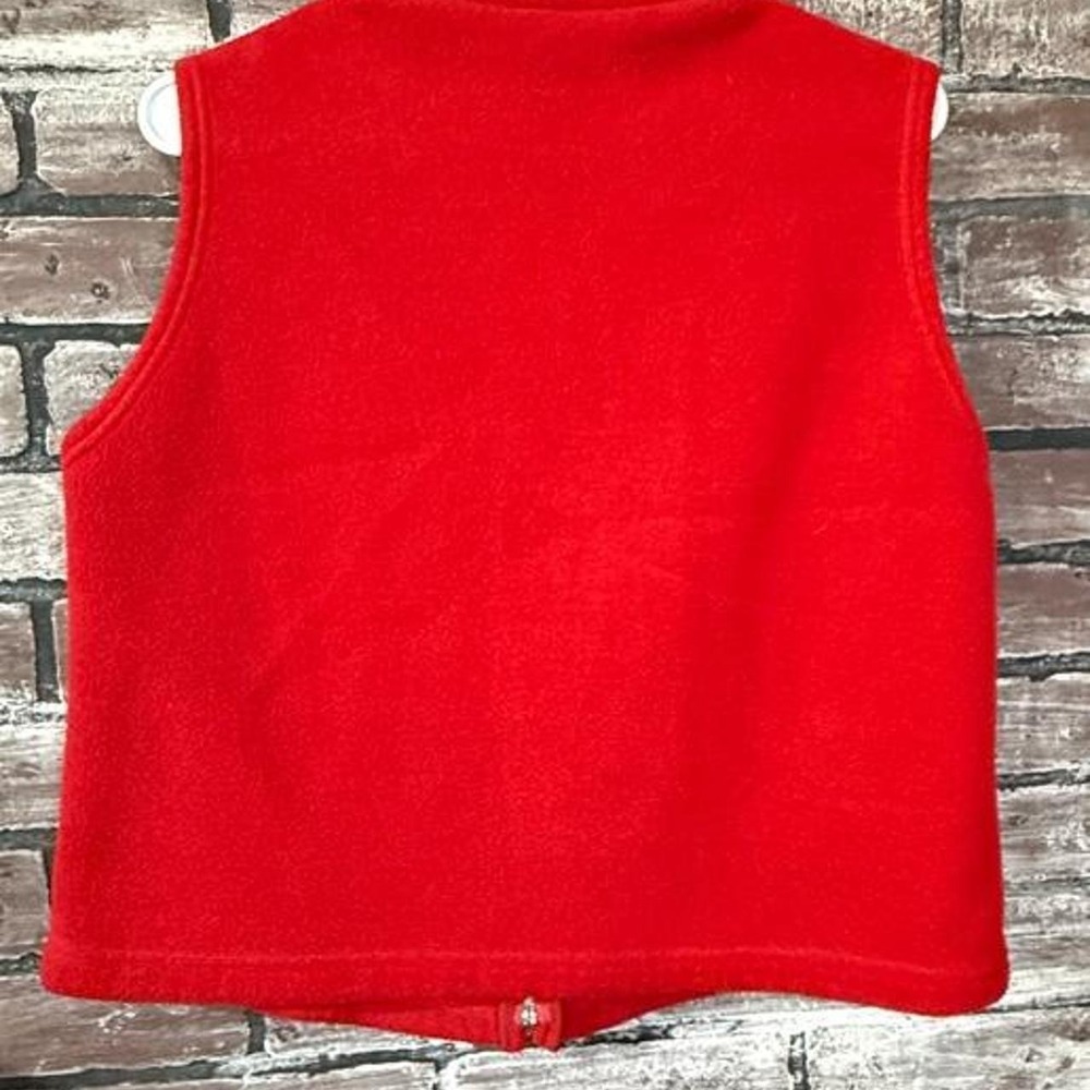Talbots Petite Womens M Red Fleece Full Zip Vest Mock Neck Vintage USA Made - Picture 4 of 4